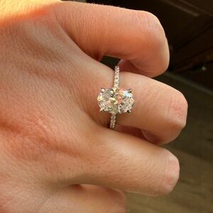 14k White Sterling Silver Crystal Ring